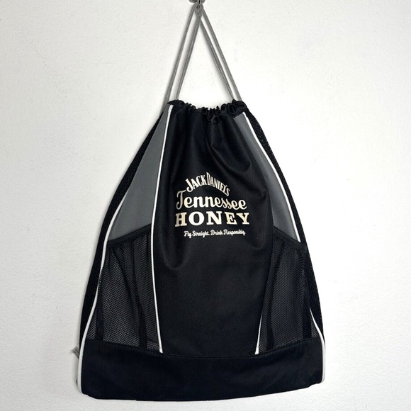 Jack Daniels Tennessee Honey Whiskey Drawstring Bag, Cinch Bag, Backpack ~ Black - Picture 3 of 10